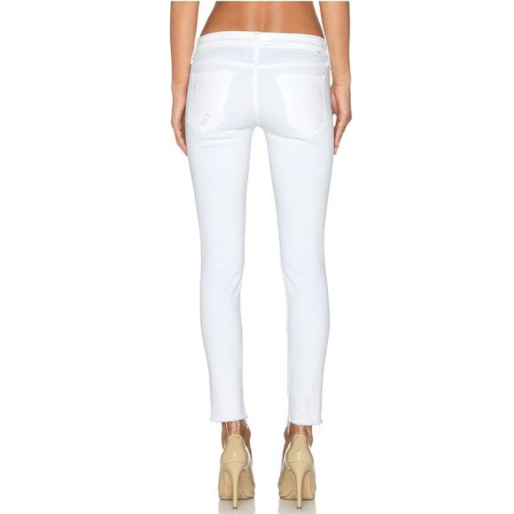 MOTHER The Looker Ankle Fray Jeans Size 29 Little Miss Innocent White Distressed - Picture 5 of 13